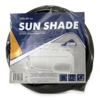 Шторка солнцезащитная "Nova Bright" на присосках, для заднего стекла, черная 100х50см