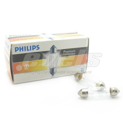 Лампа "PHILIPS" 12v 5W (SV8,5) Premium Fest T10,5x43 /12864 CP — основное фото